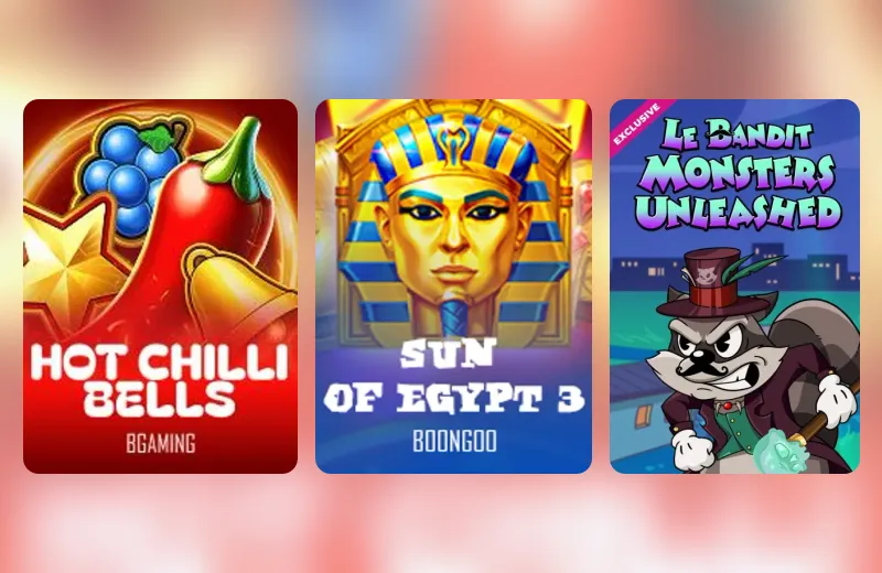MonsterWin Casino – Hot Chilli Bells, Sun of Egypt, Le Bandit: Monsters Unleashed Hot Chilli Bells, Sun of Egypt i Le Bandit: Monsters Unleashed – automaty w lobby MonsterWin Casino